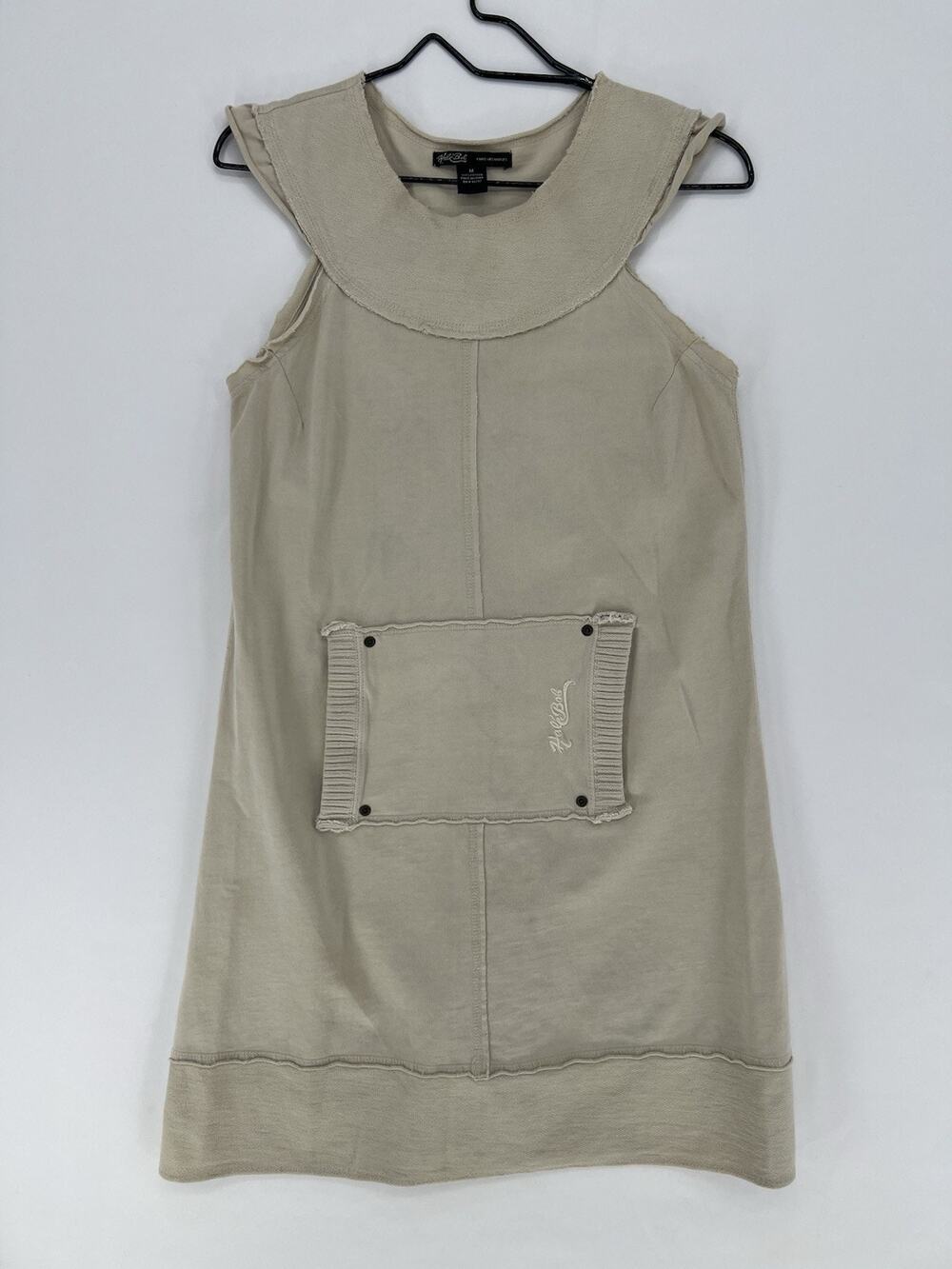 Hale Bob 100% Cotton Tunic Dress Casual Beige Sleeveless Pocket Coastal Medium